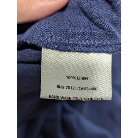 Eileen Fisher Womens 2X Navy Linen Shirt Relaxed Fit Lightweight rivets Jersey - Picture 6 of 11